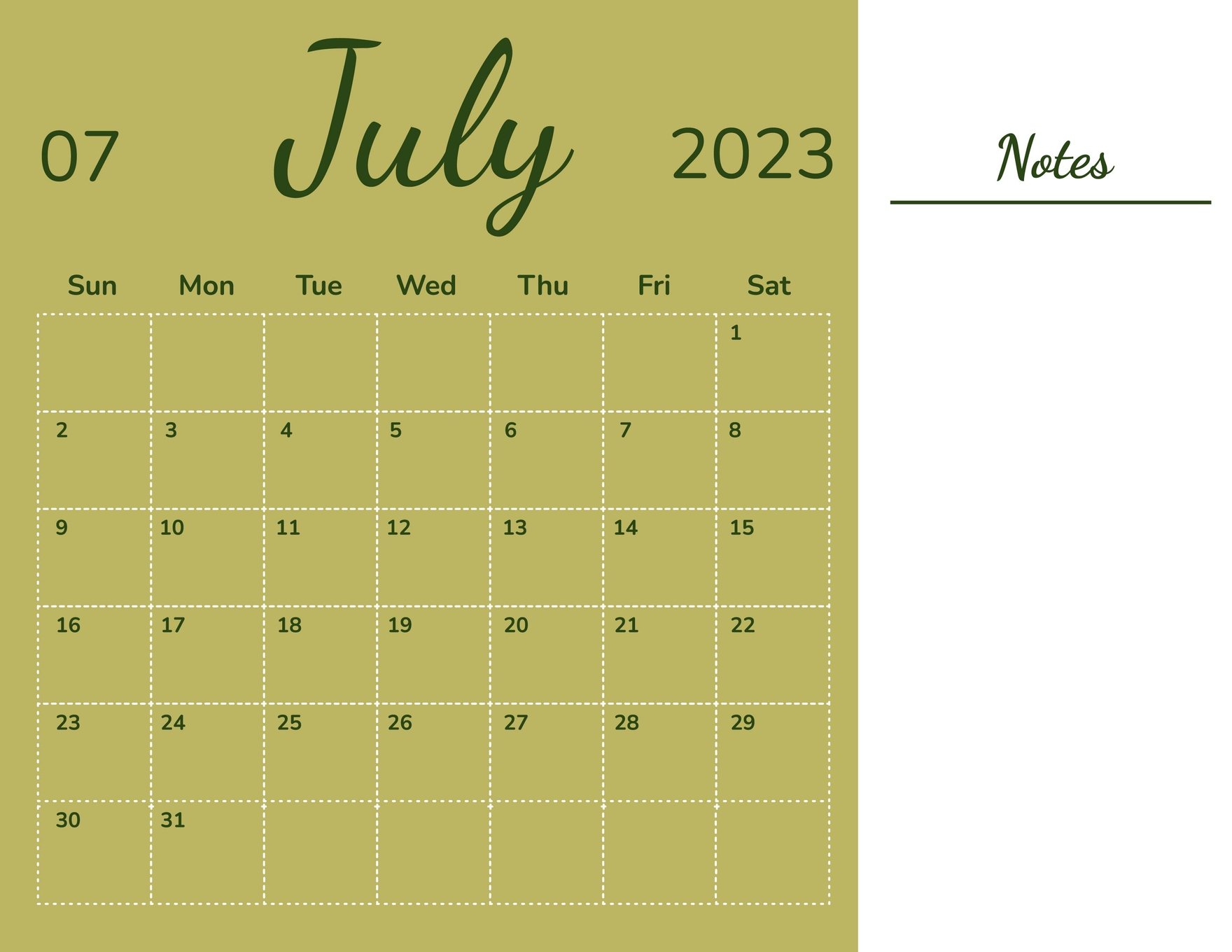 Free Simple July 2023 Calendar Template - Download in Word, Google Docs ...