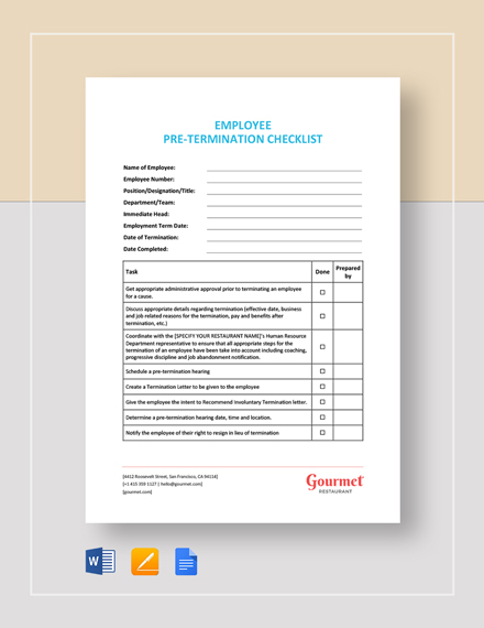 Employee Pre-Termination Checklist Template