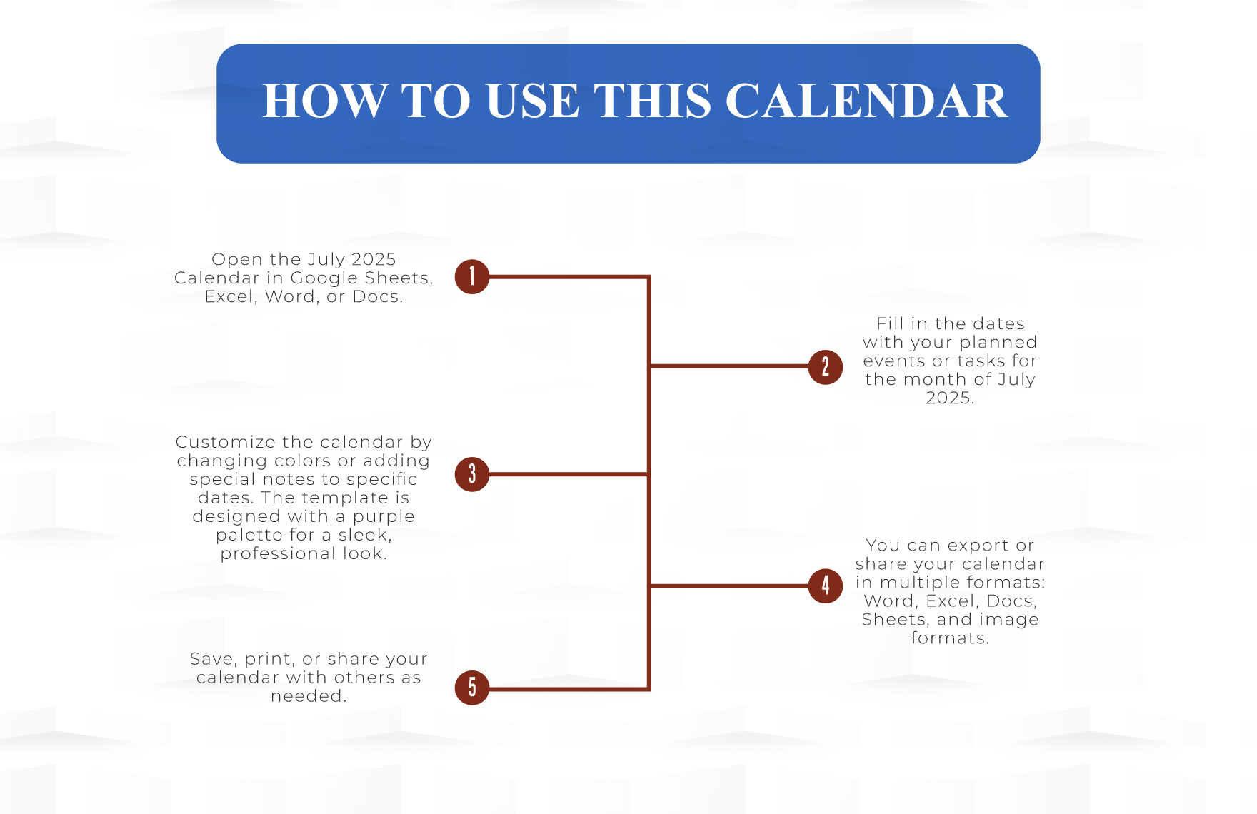 Simple July 2025 Calendar Template