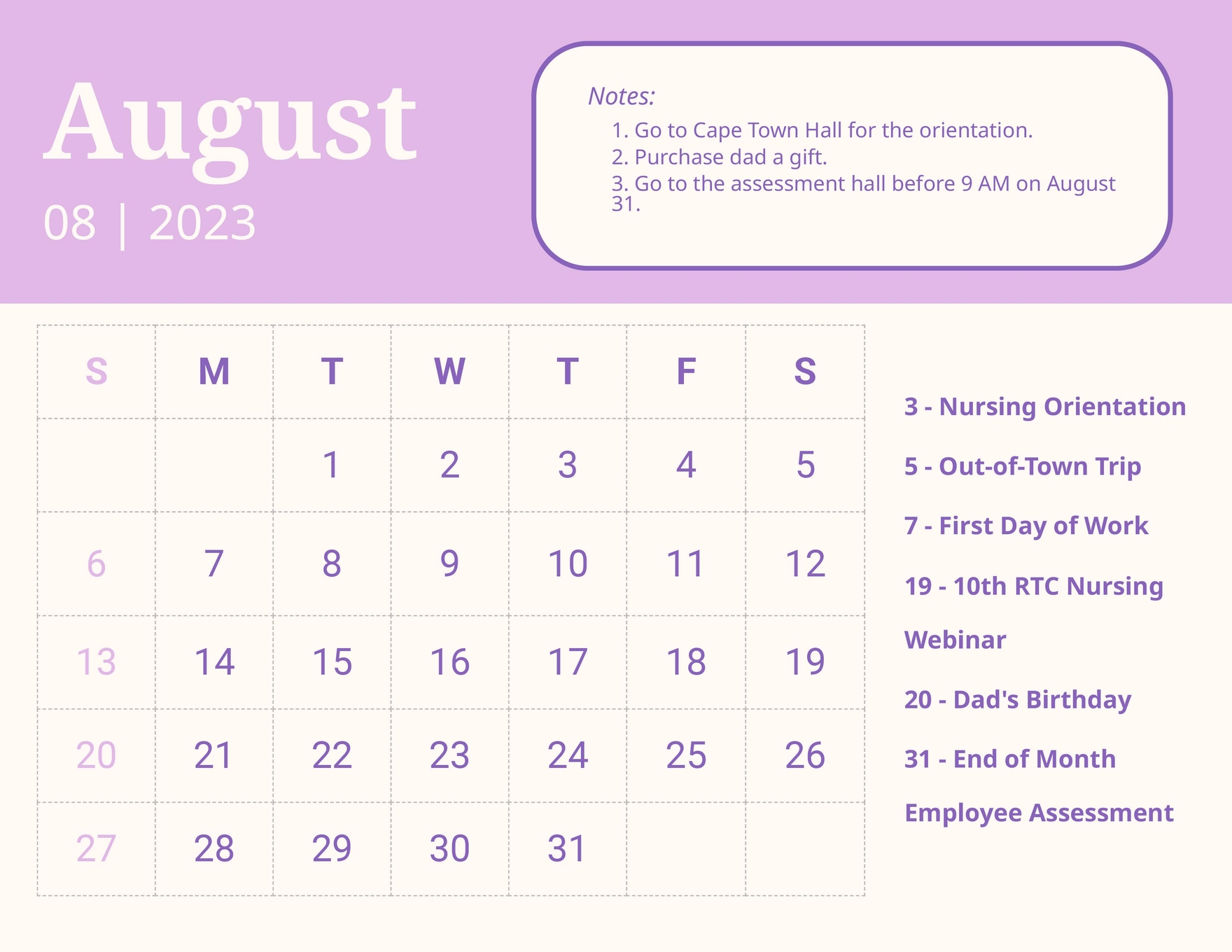 August 2023 Calendar Template in Word, Google Docs, Excel, Google Sheets, Illustrator, EPS, SVG, JPG