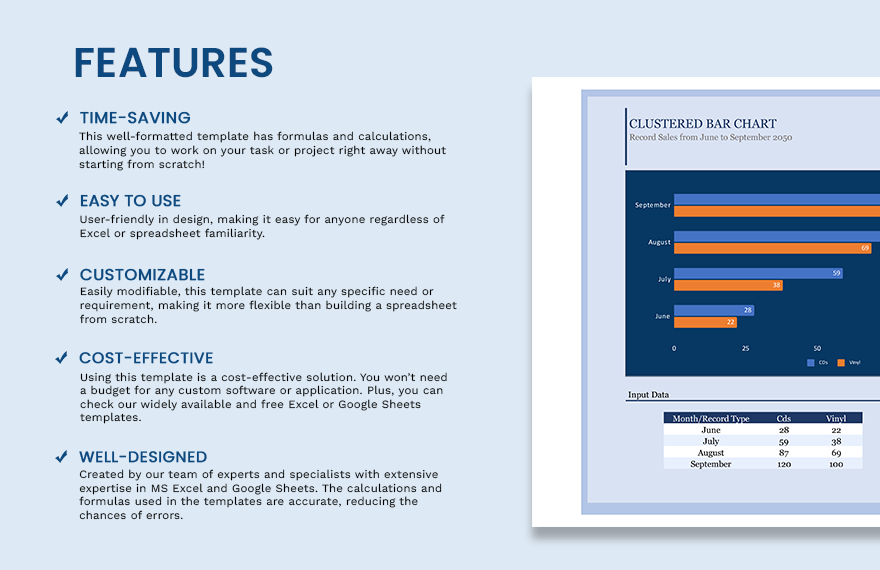 Clustered Bar Chart Google Sheets Excel Template