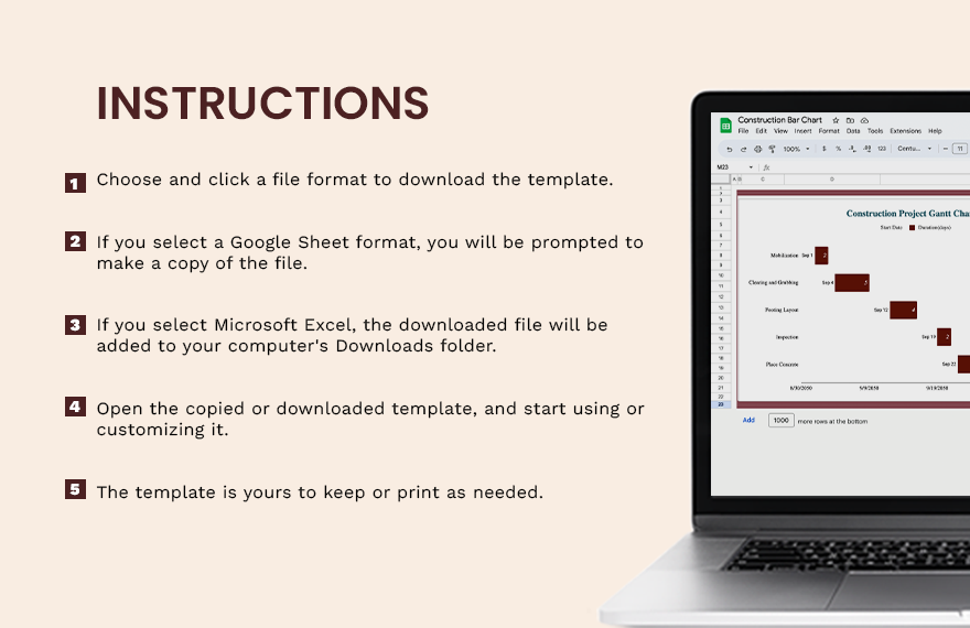 Construction Bar Chart - Google Sheets, Excel | Template.net