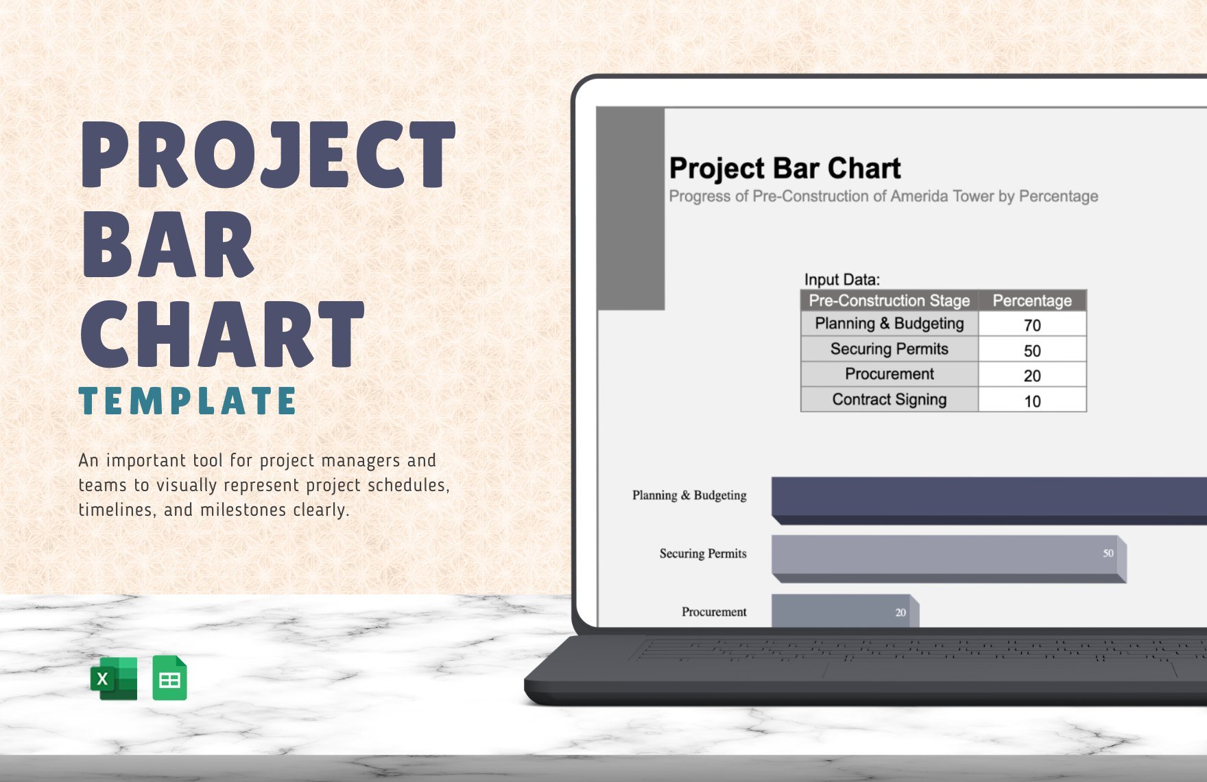 Project Bar Chart Template in Excel, Google Sheets