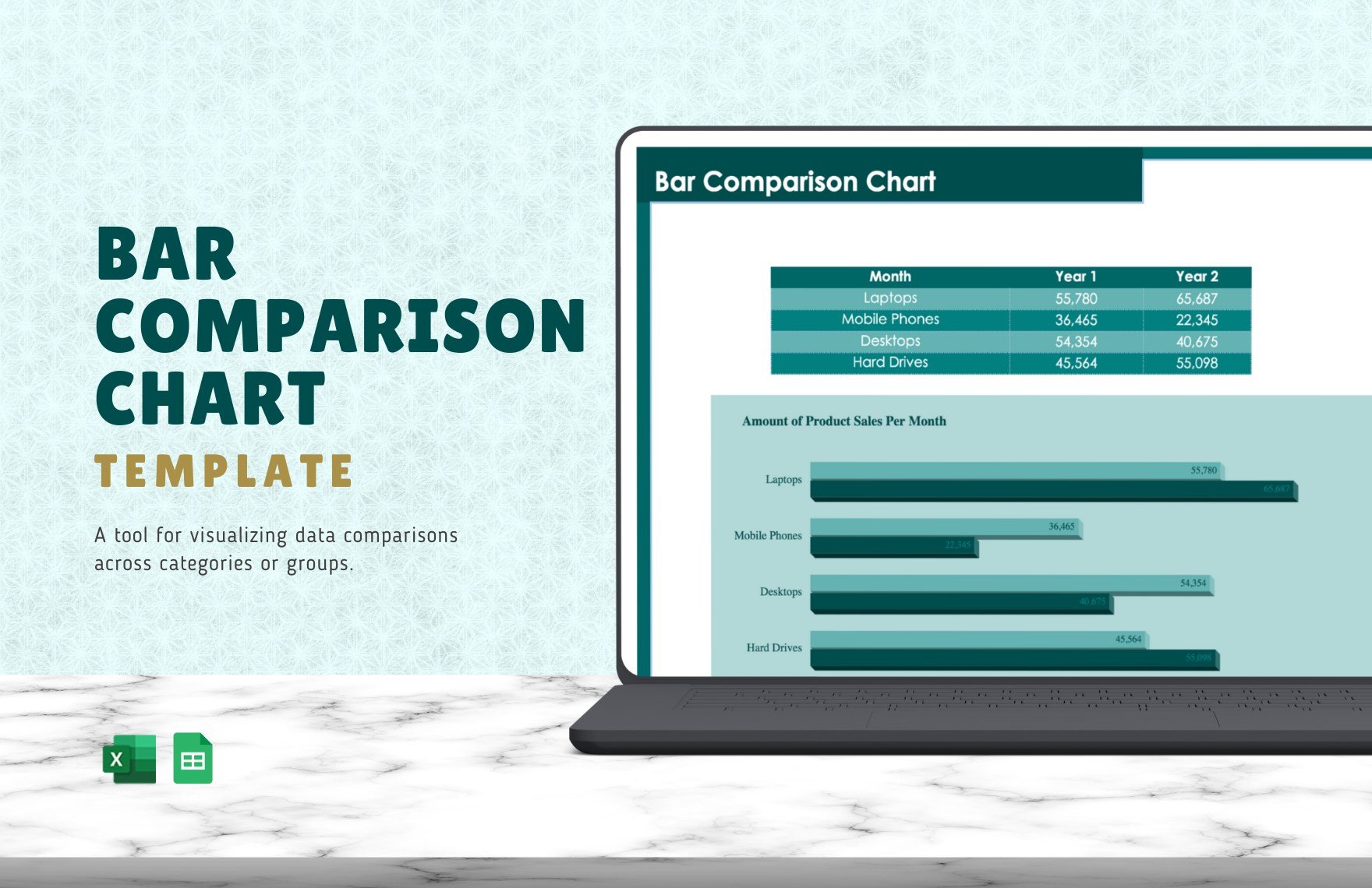 Bar Comparison Chart Template in Excel, Google Sheets