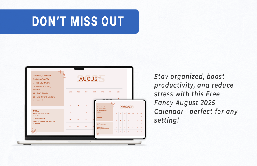 Fancy August 2025 Calendar