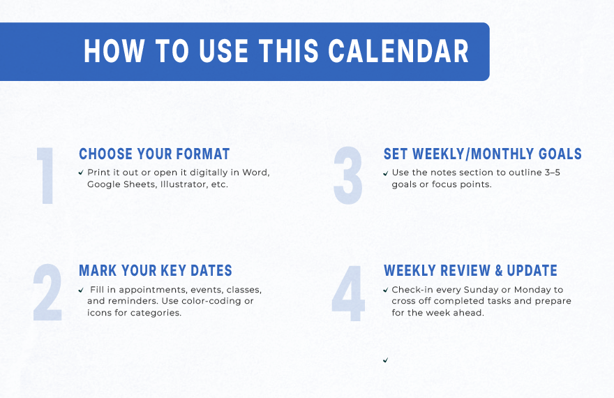 August 2025 Monthly Calendar Template