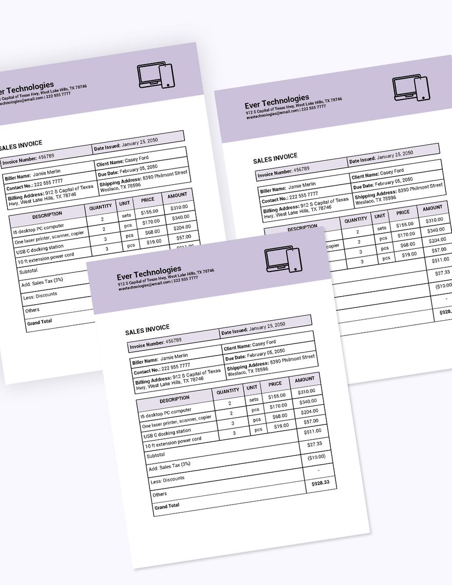 Free Professional Invoice Book Template