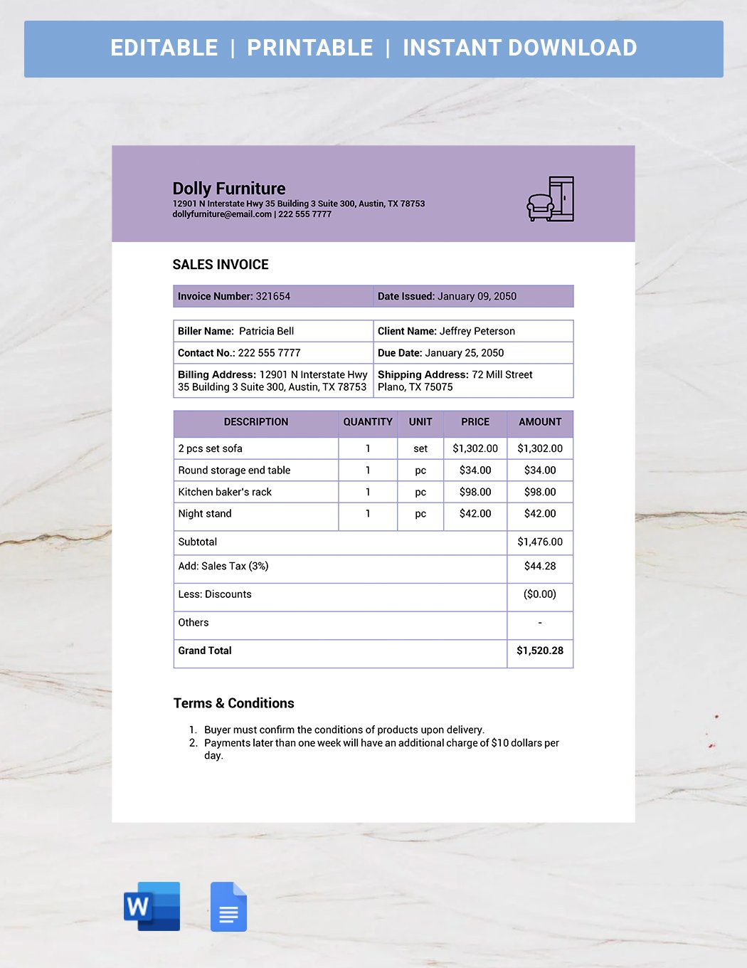 Restaurant Blank Invoice Template Google Docs Google Sheets Excel