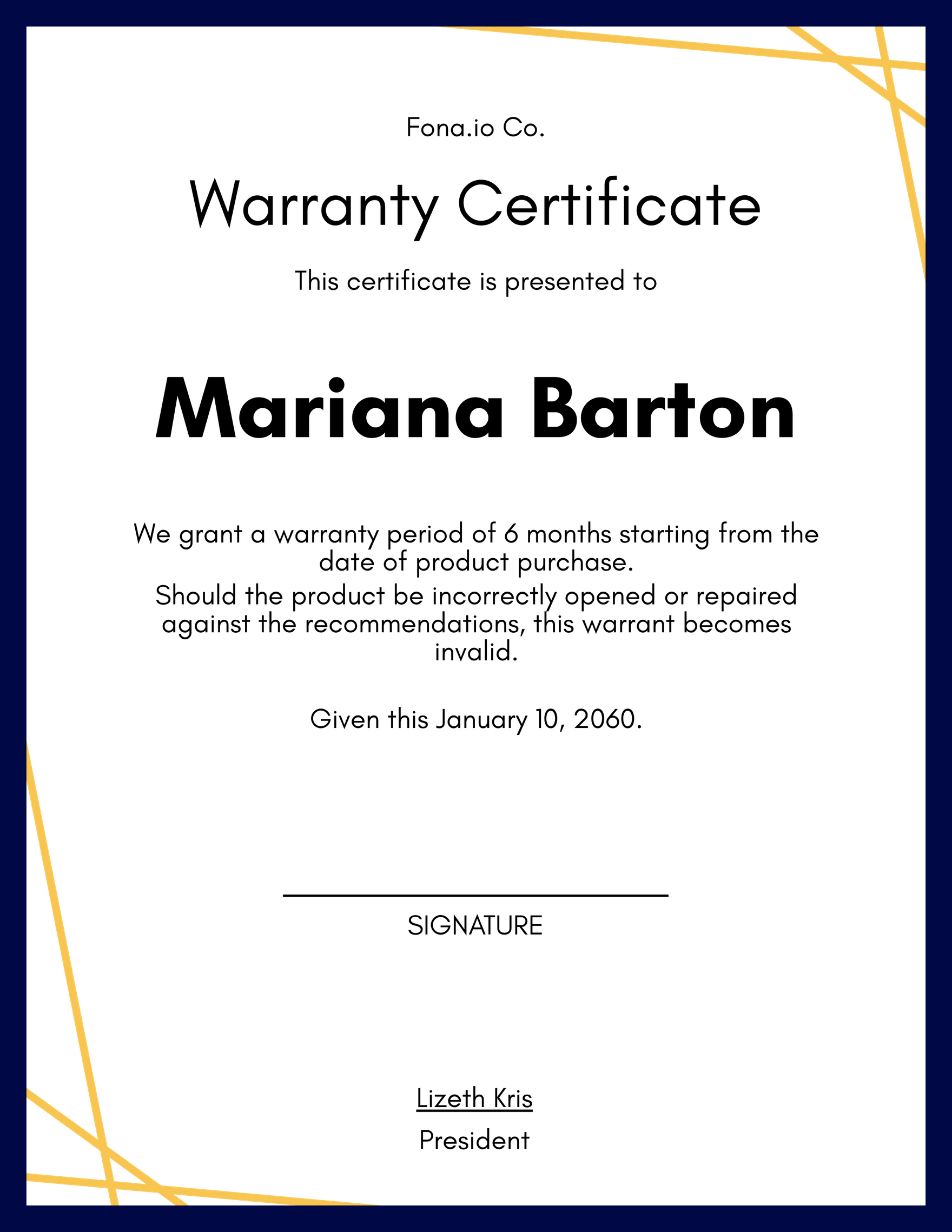 Free Sample Warranty Certificate in Word, Google Docs, Illustrator, PSD, Apple Pages, Publisher