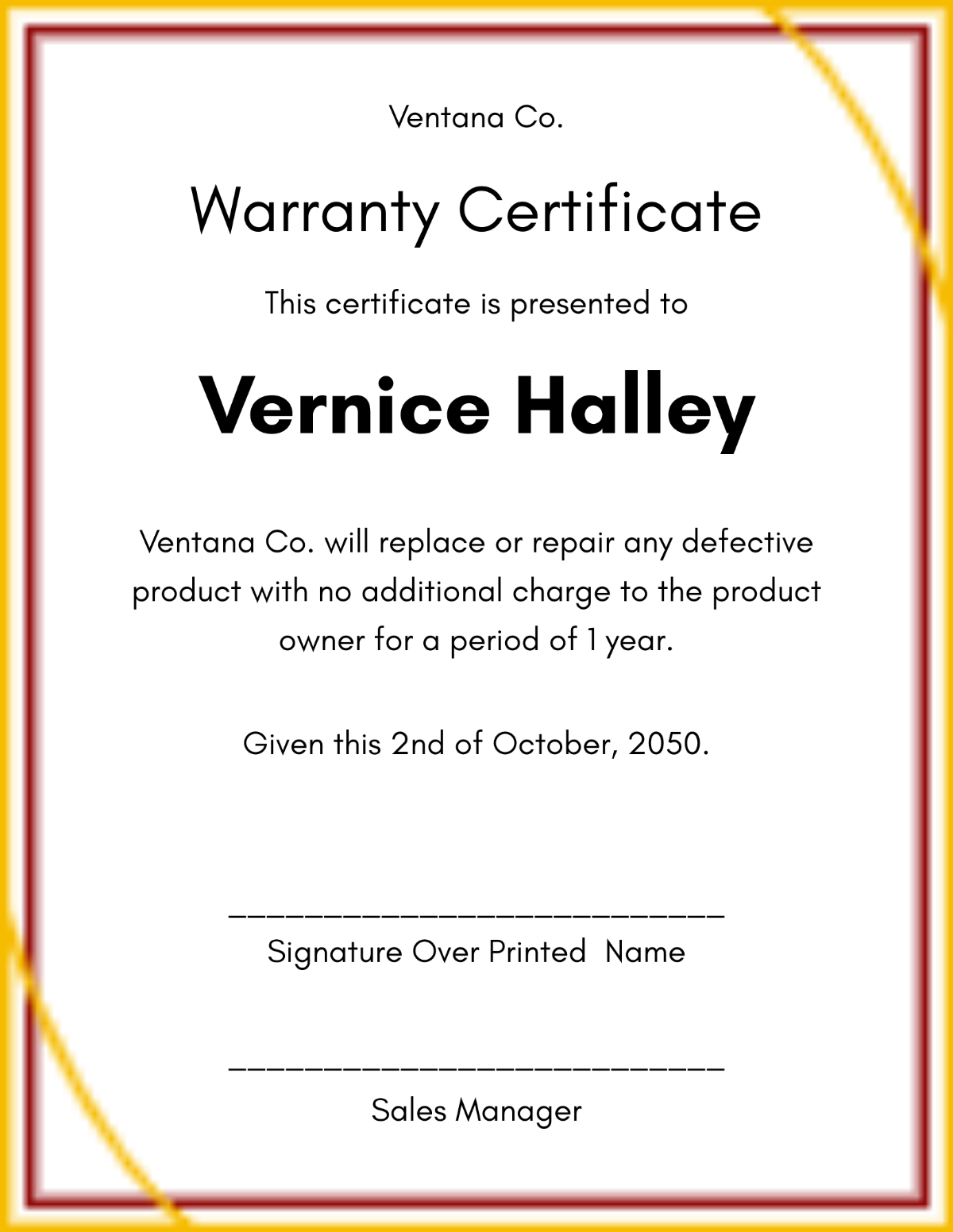 HVAC Warranty Certificate Template