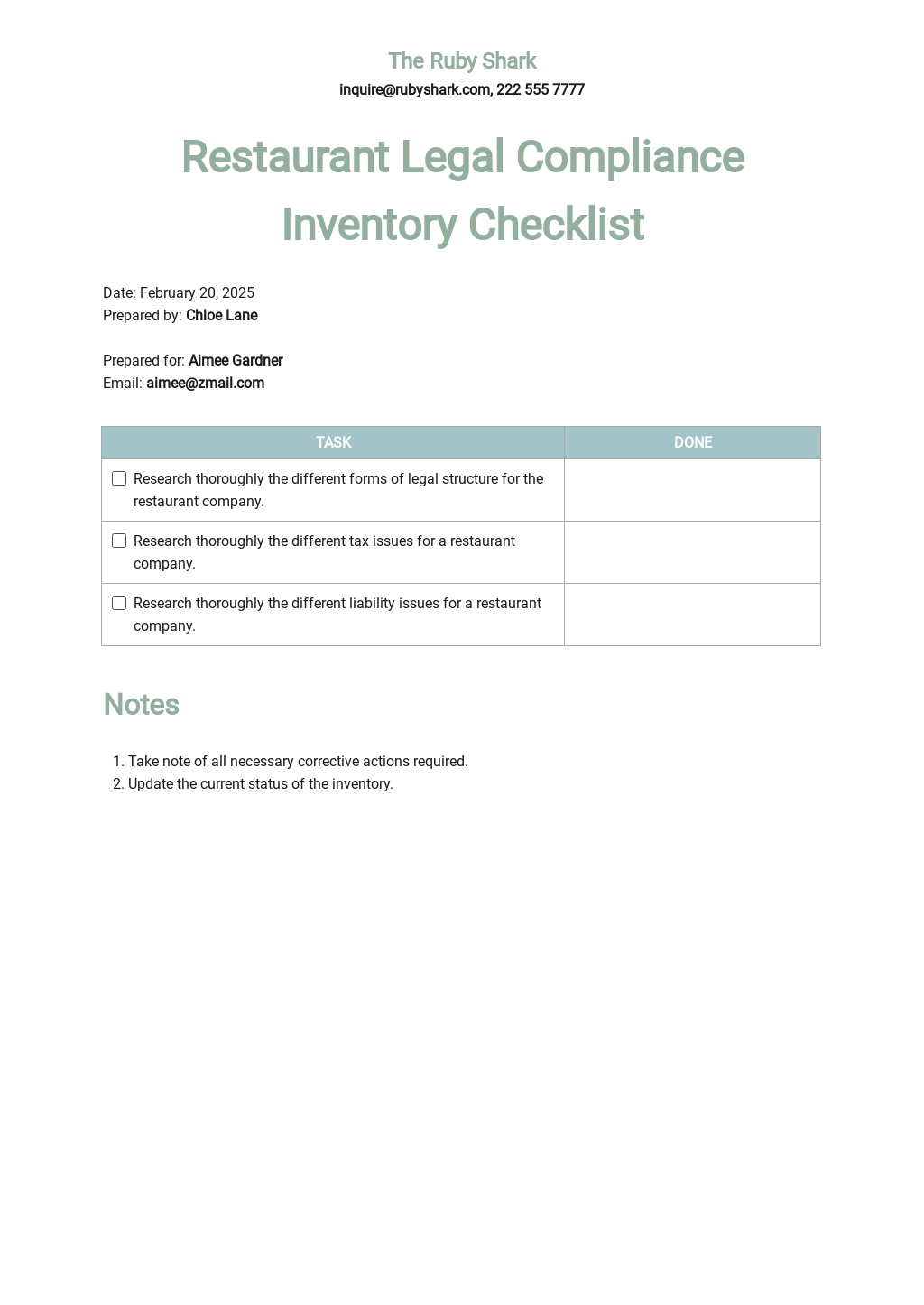 FREE Restaurant Legal Templates in Microsoft Word (DOC) | Template.net