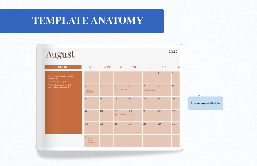 Simple August 2025 Calendar Template