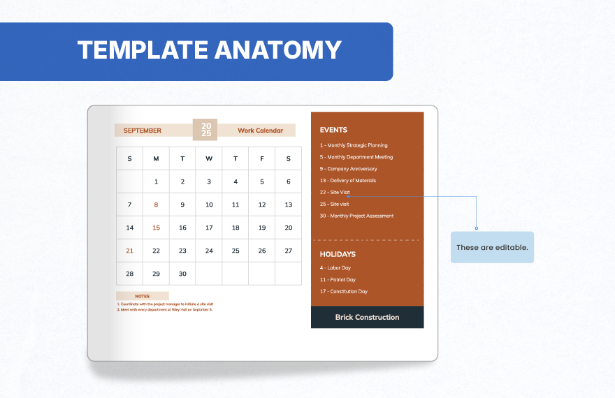 September 2025 Calendar Template With Holidays