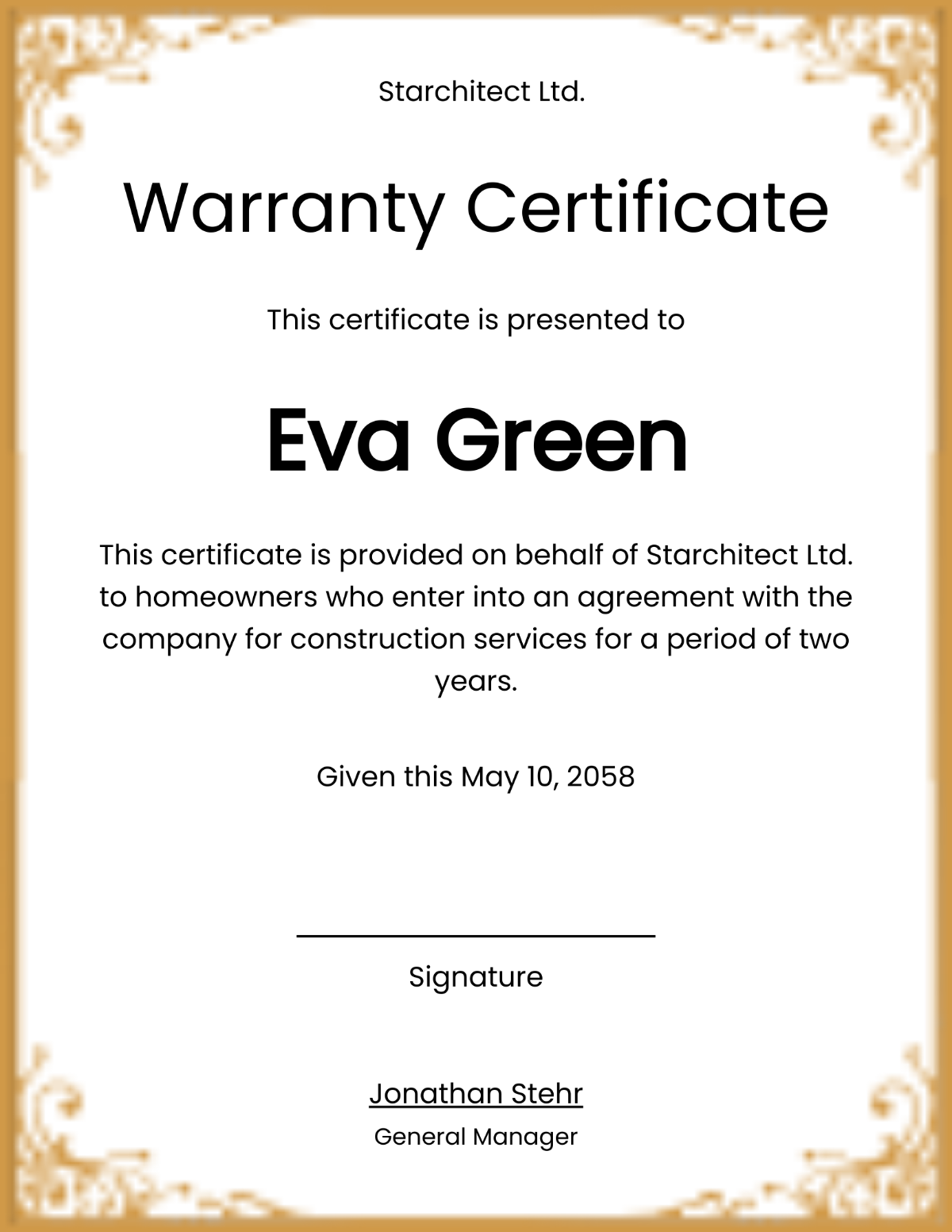Vintage Warranty Certificate Template