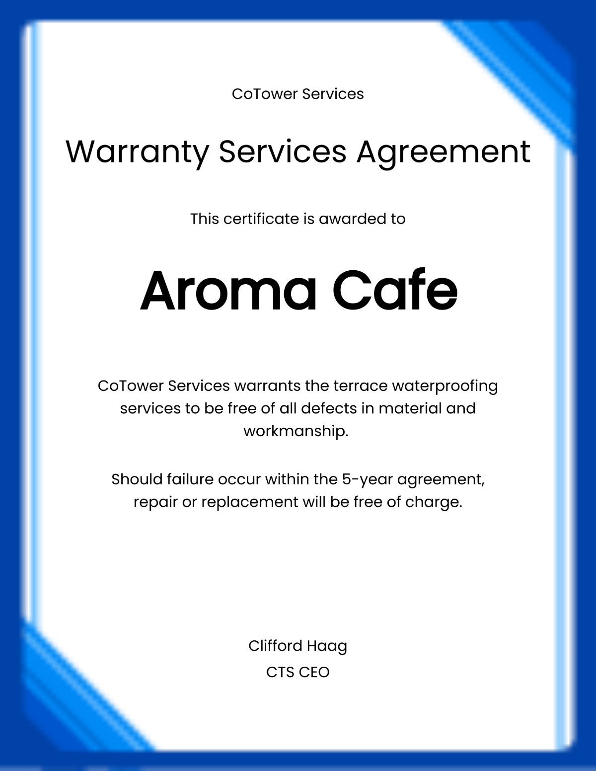 Waterproofing Warranty Certificate Template