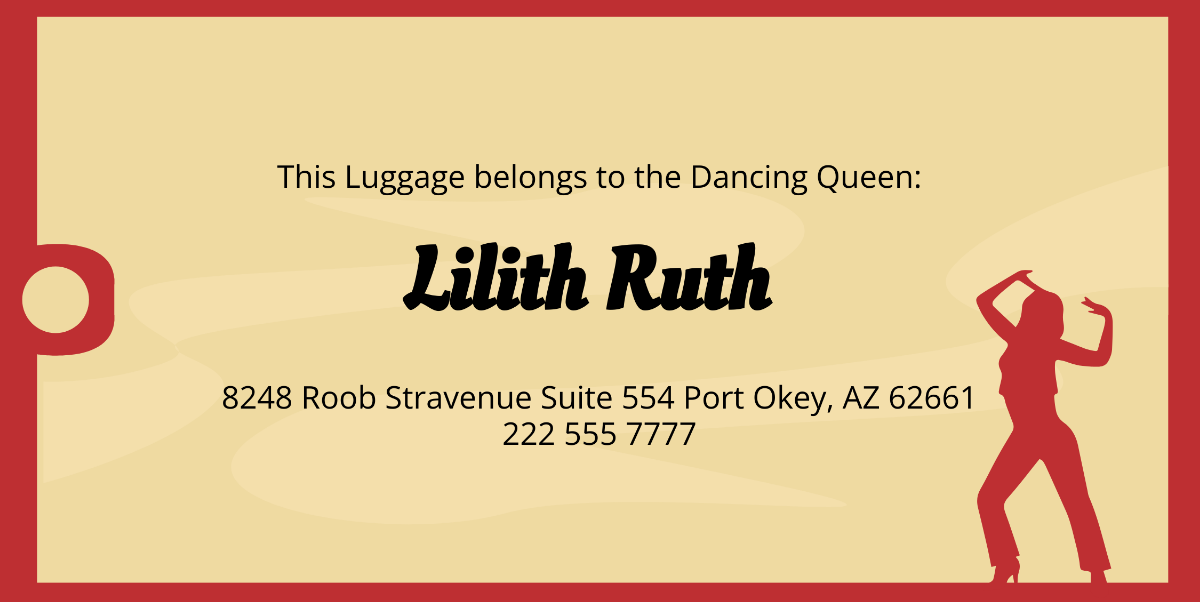Free Dance Luggage Tag Template