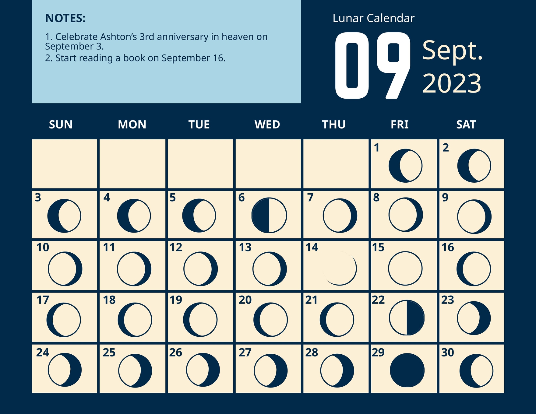 Lunar Calendar September 2023 in Illustrator, EPS, JPG, Excel, Word, SVG, Google Docs, Google Sheets - Download | Template.net