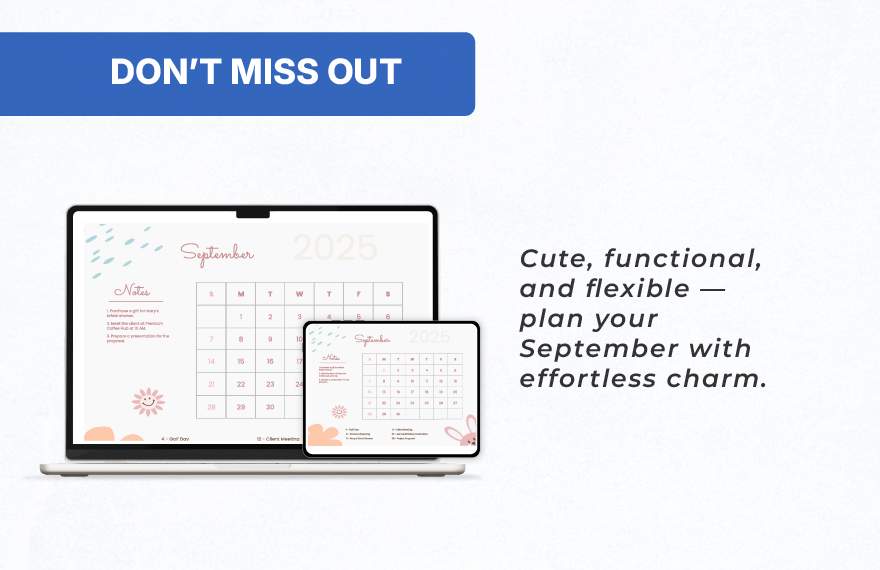 Cute September 2025 Calendar Template