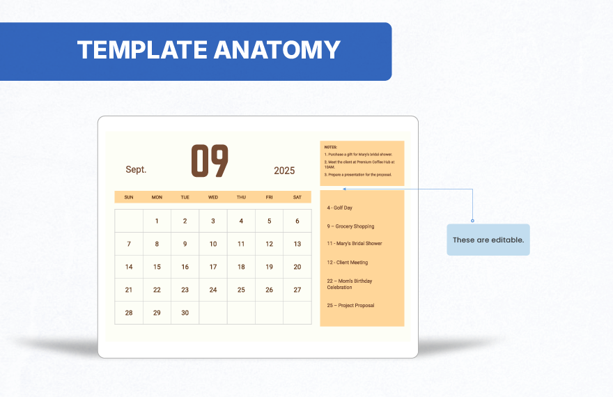 Printable September 2025 Calendar Template