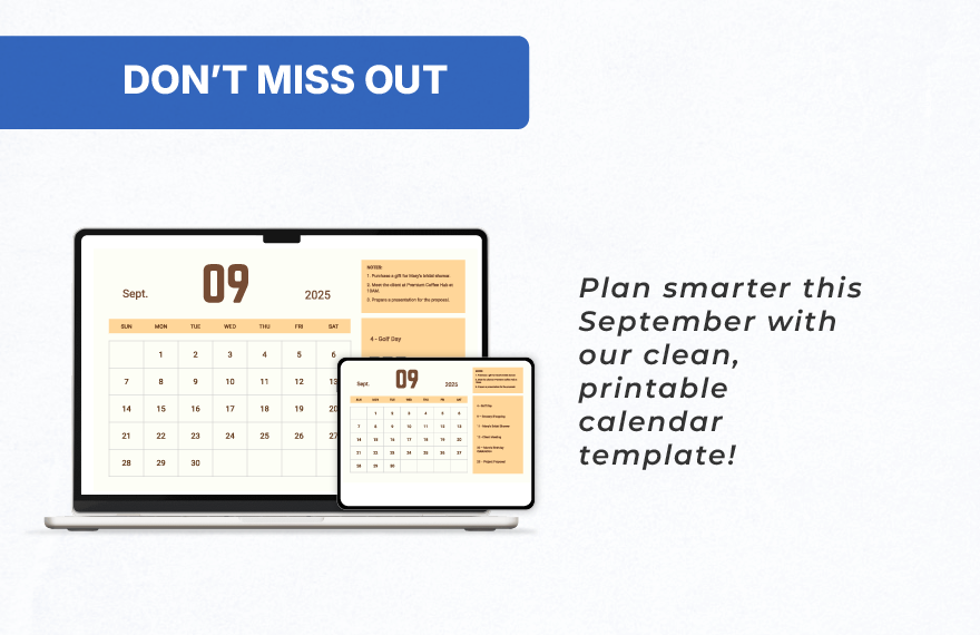 Printable September 2025 Calendar Template