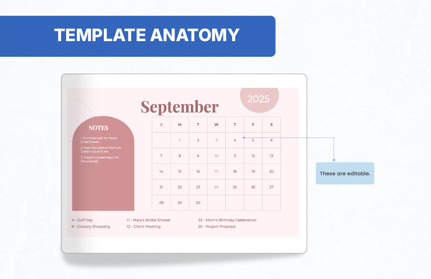 Pretty September 2025 Calendar