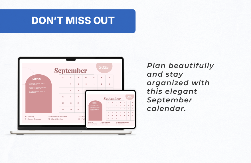 Pretty September 2025 Calendar