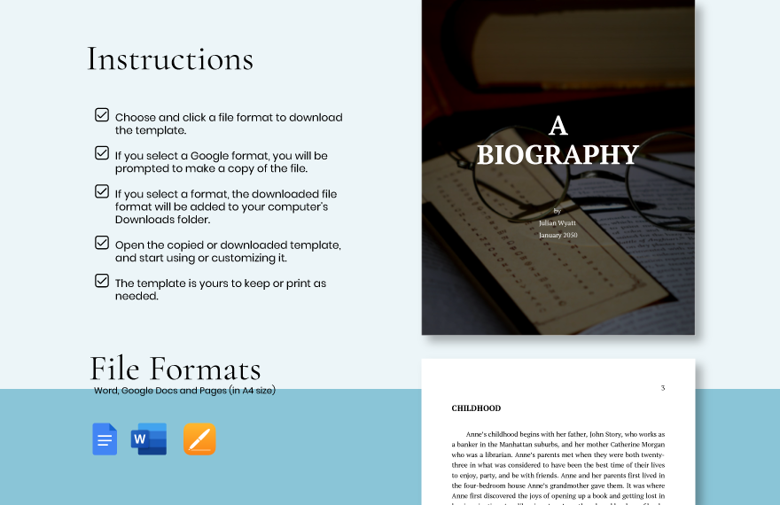 Free Biography Template to Edit Online Free Biography Template to Edit Online