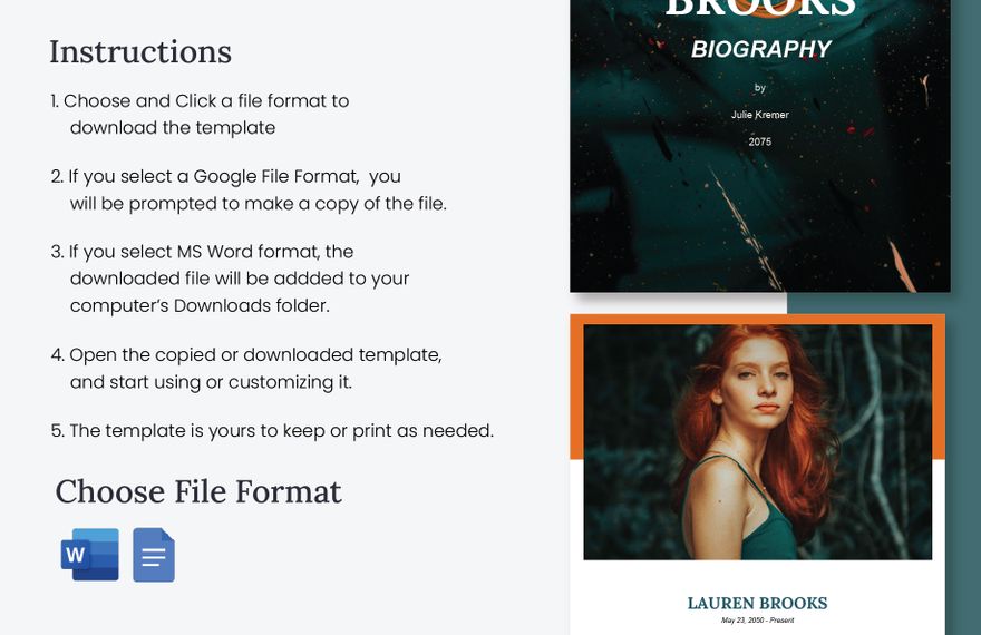 Free Creative Biography  Template to Edit Online