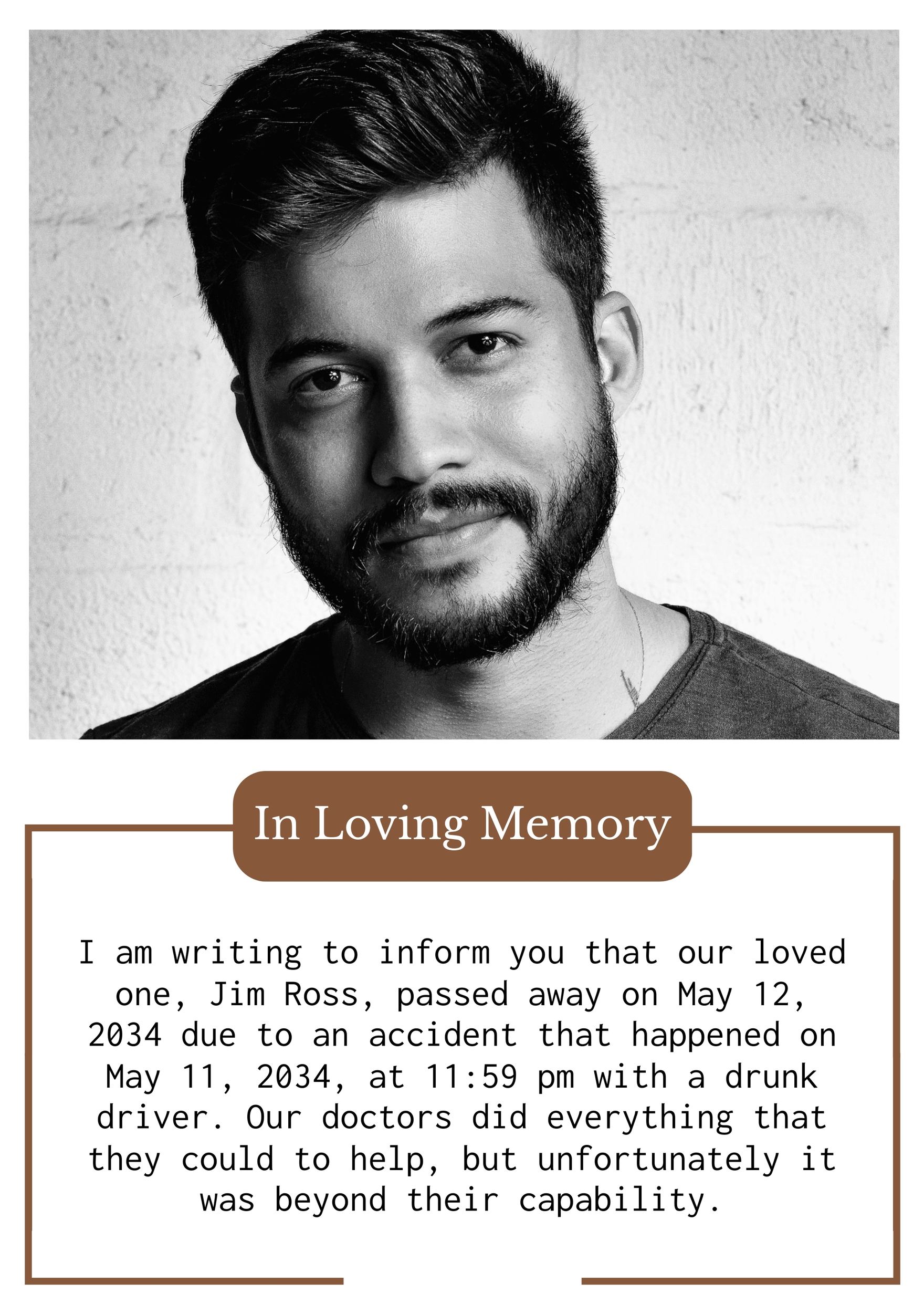 Photo Death Announcement in Illustrator, Pages, PSD, Word, Publisher, Google Docs - Download | Template.net