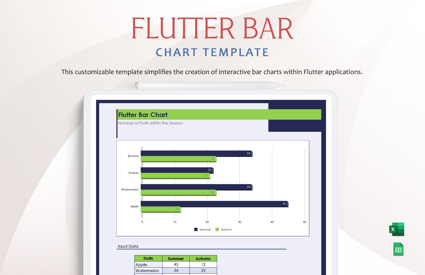 Flutter Bar Chart Template in Excel, Google Sheets