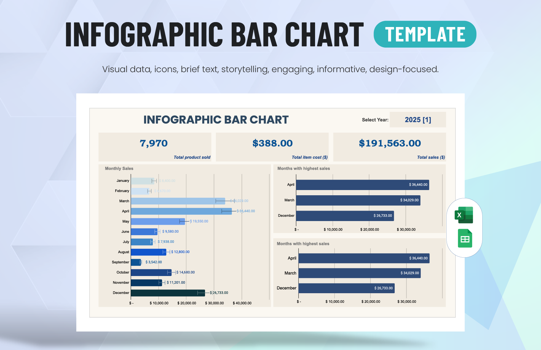 Infographic Bar Chart Template in Excel, Google Sheets