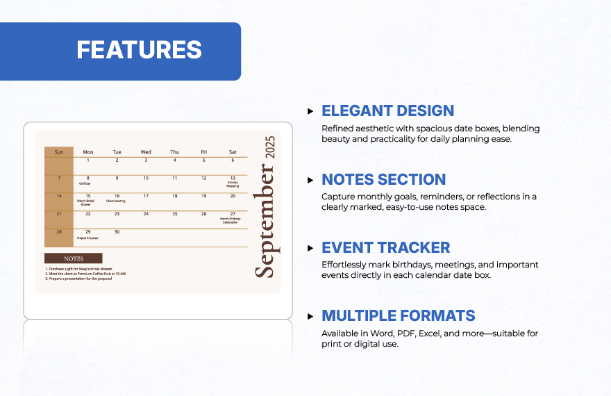 Fancy September 2025 Calendar