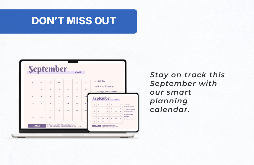 September 2025 Monthly Calendar Template