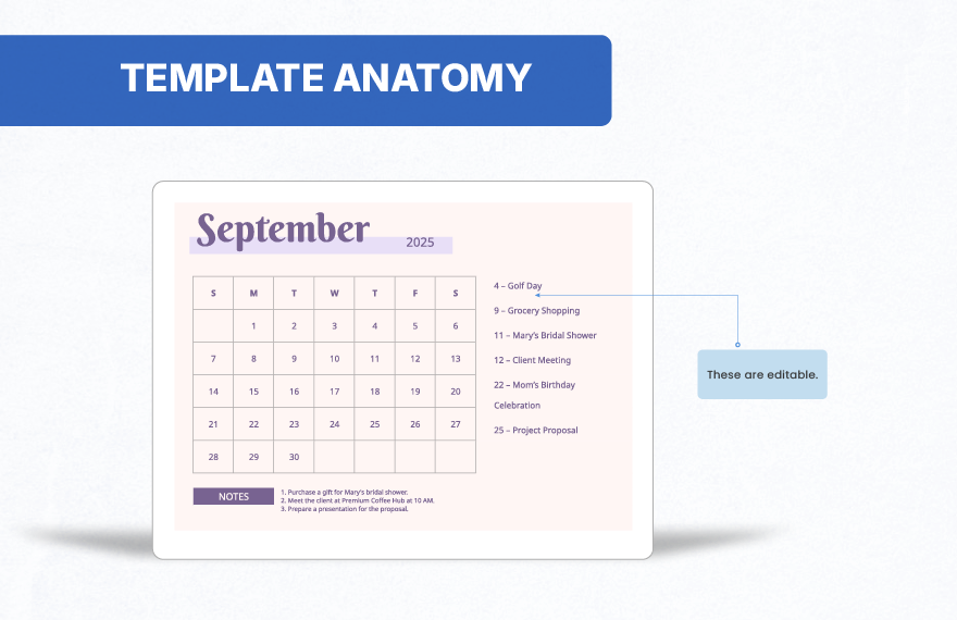 September 2025 Monthly Calendar Template