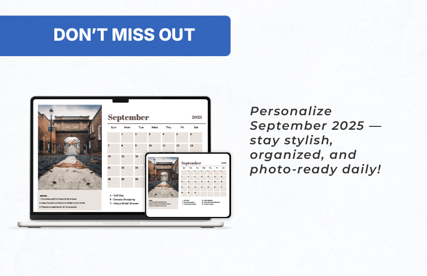 September 2025 Photo Calendar Template