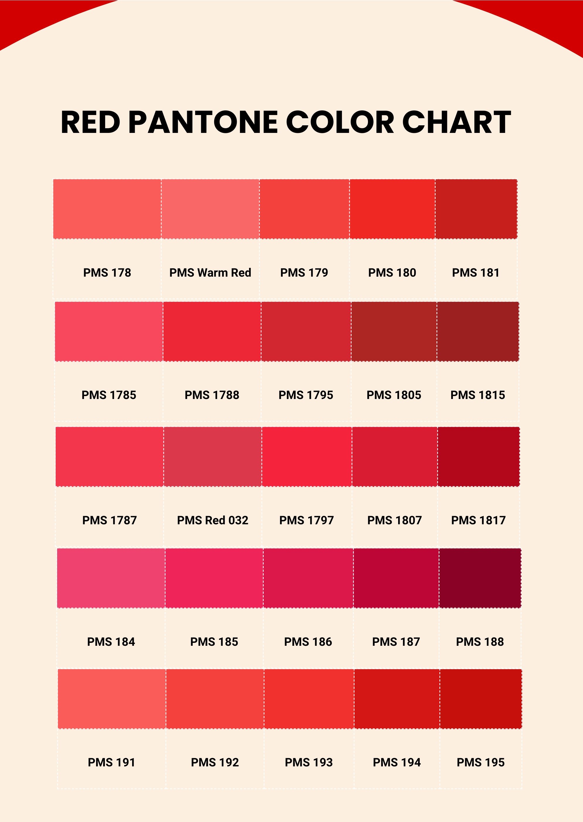 Red Pantone Color Chart