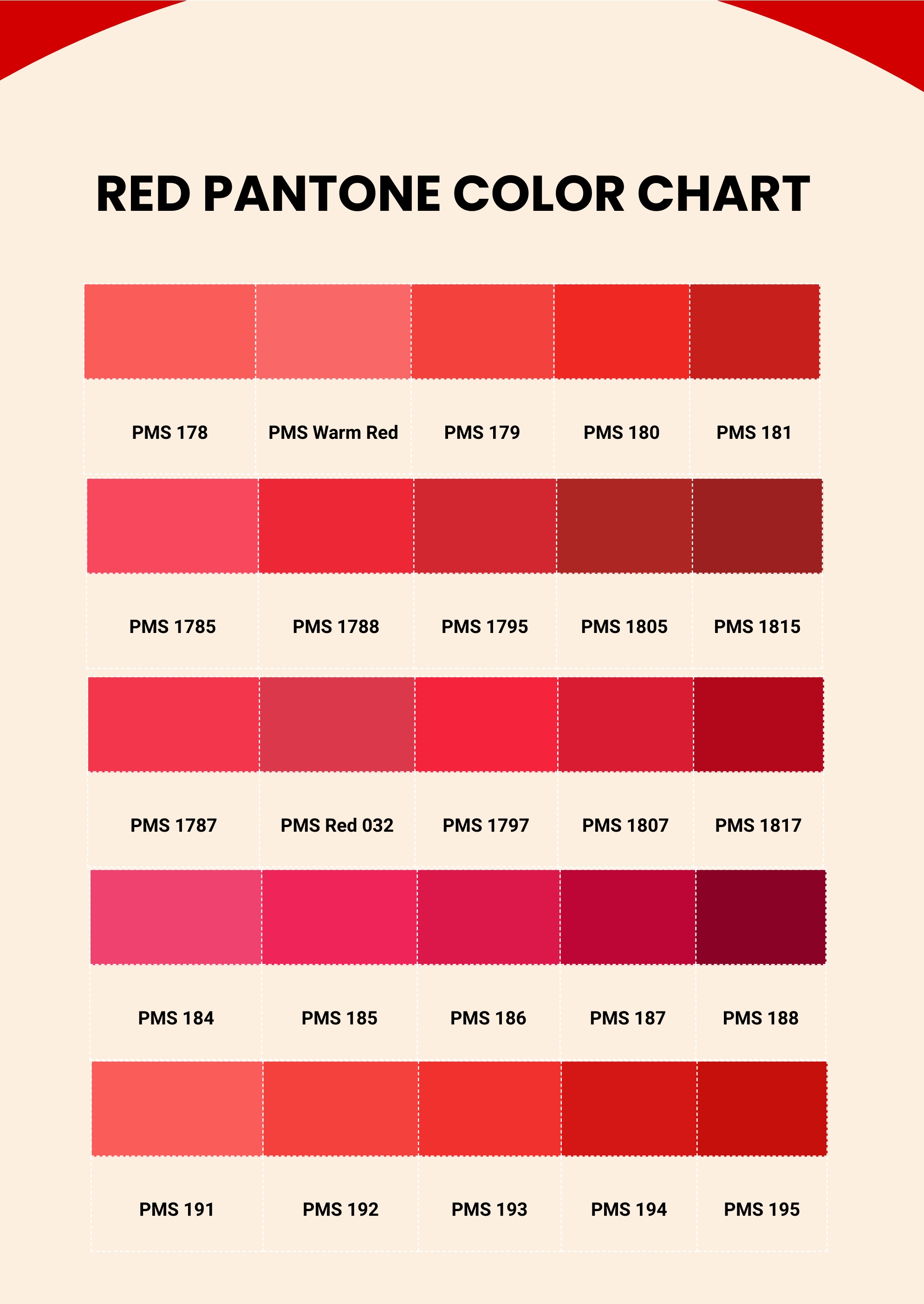 Red Pantone Color Chart In Illustrator PDF Download Template