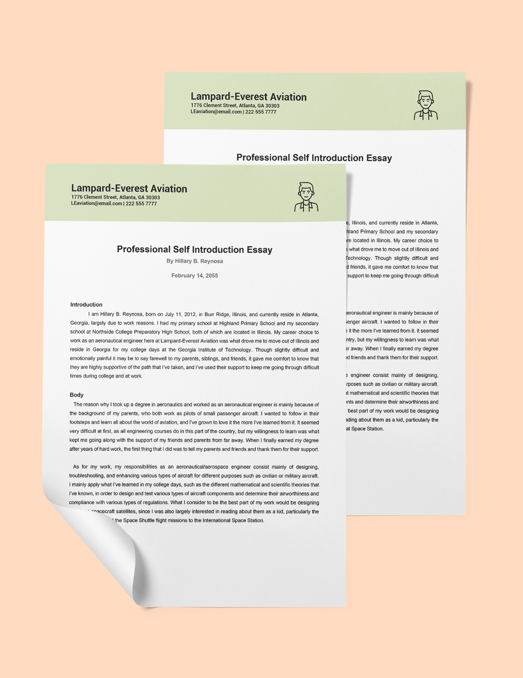 Professional Self Introduction Essay Template
