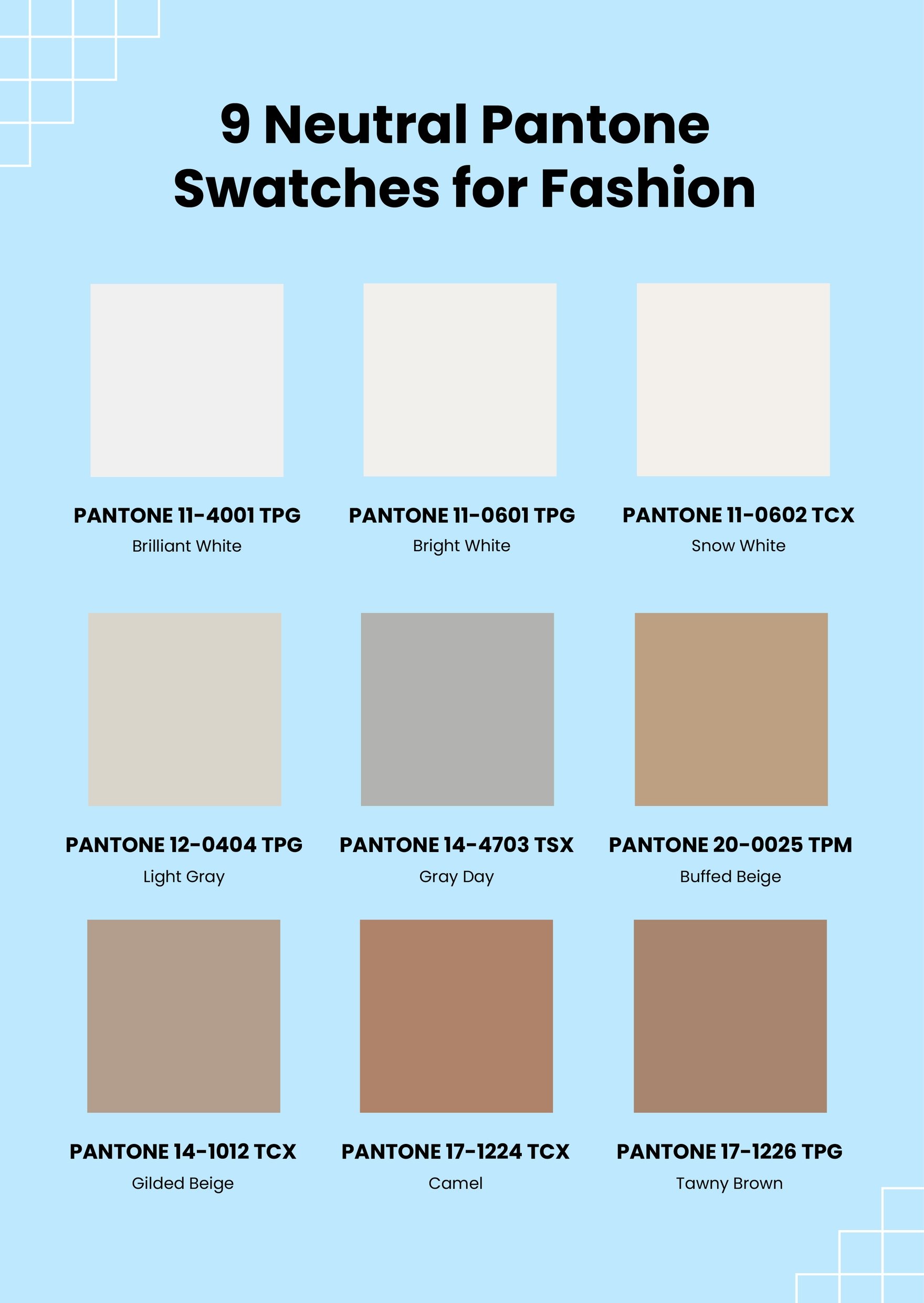 Pantone Swatches Color Chart