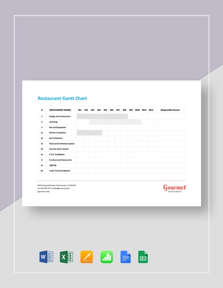 Restaurant Gantt Chart Template - Word | Excel | Google Docs ...