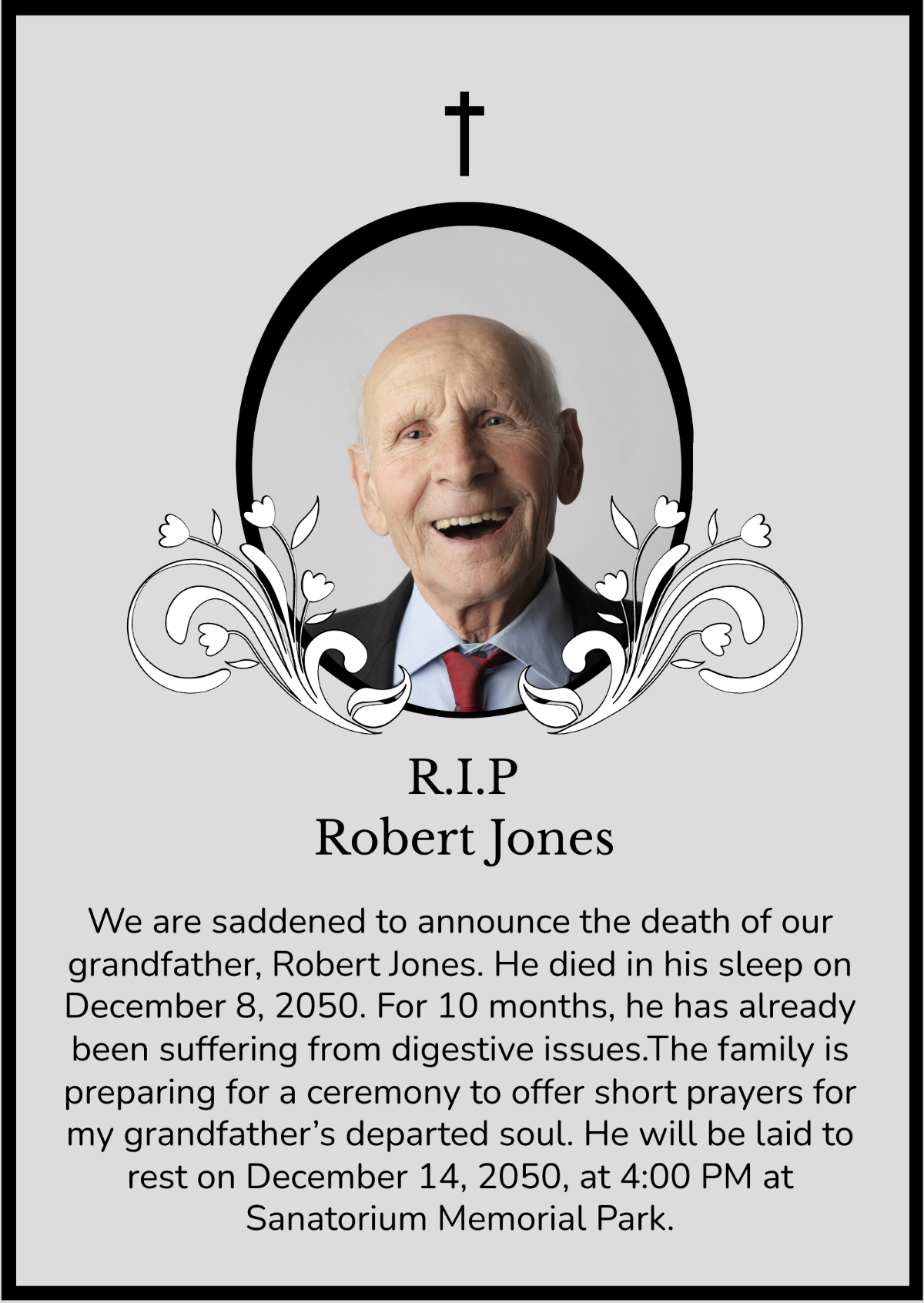 Bordered Death Announcement Template
