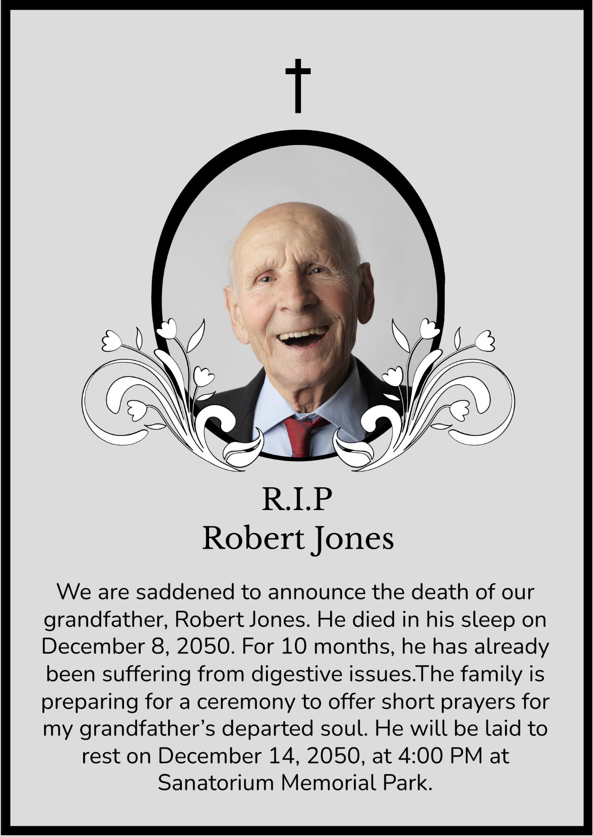 Free Bordered Death Announcement Template