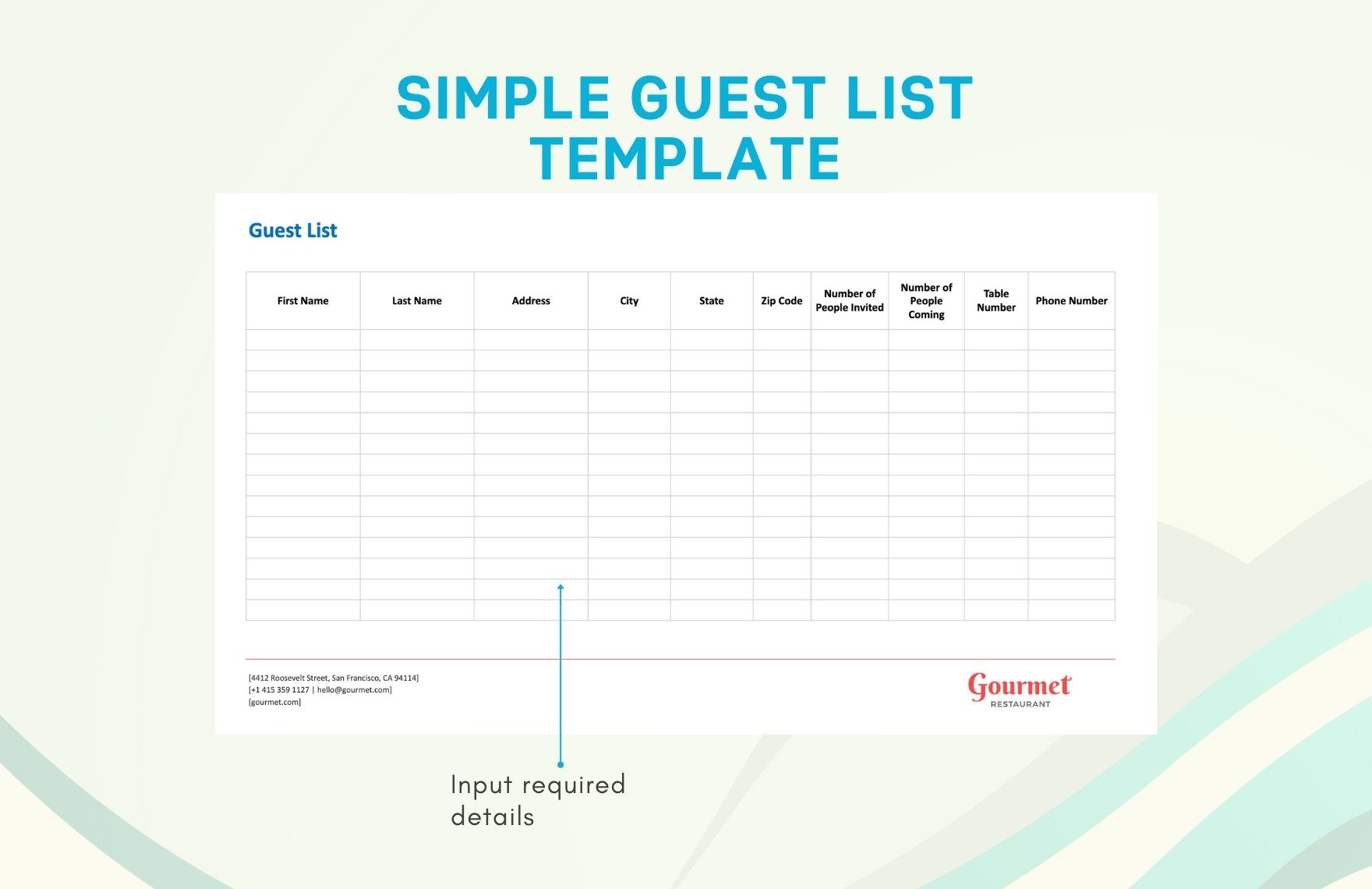 Simple Guest List Template