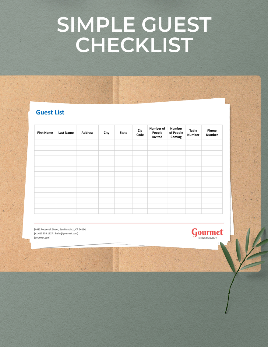 Simple Guest List Template Download in Word, Google Docs, Excel