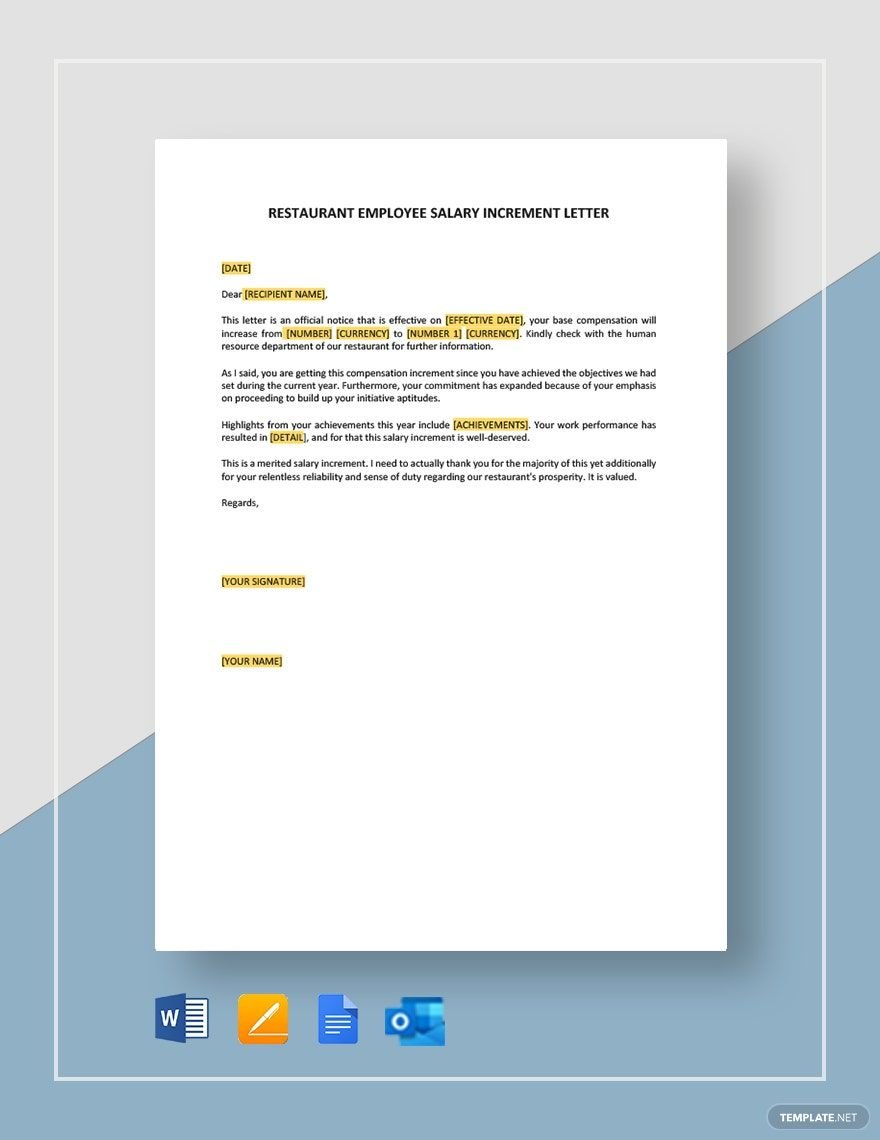 Free Restaurant Employee Salary Increment Letter Template