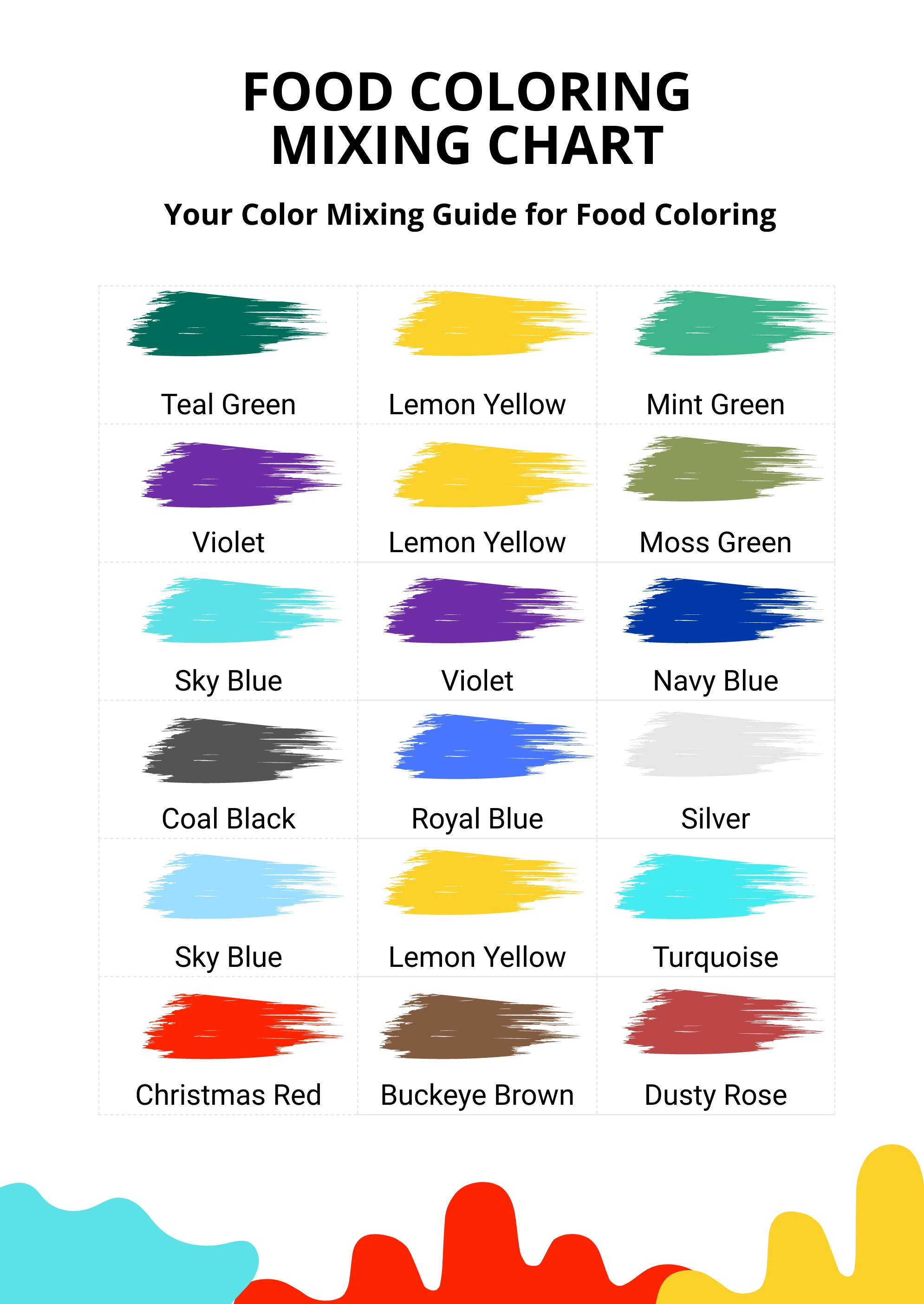 Wilton Colour Chart gel Paste Food Coloring Mixing Chart 45 OFF