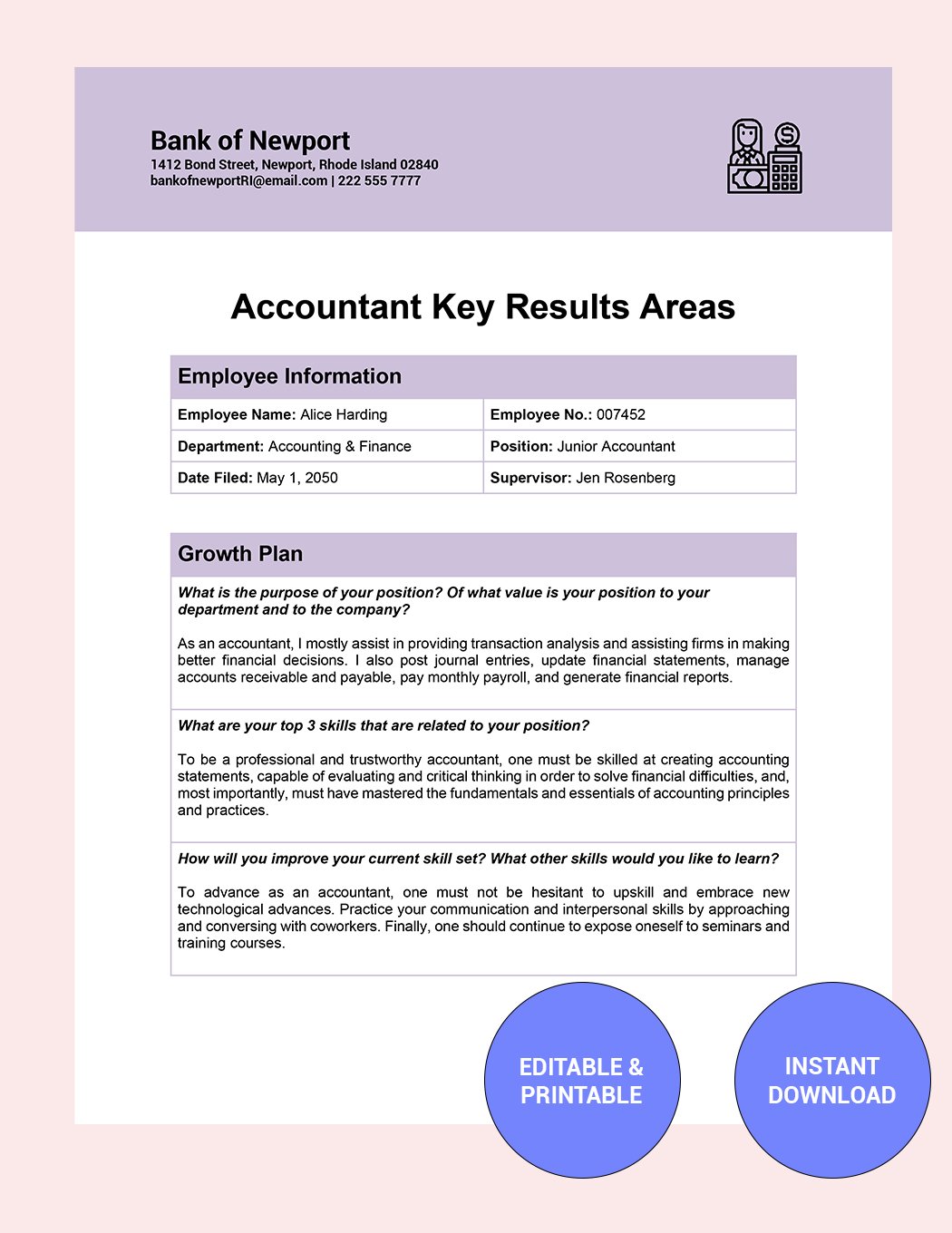 Key Result Areas Example For Accountant