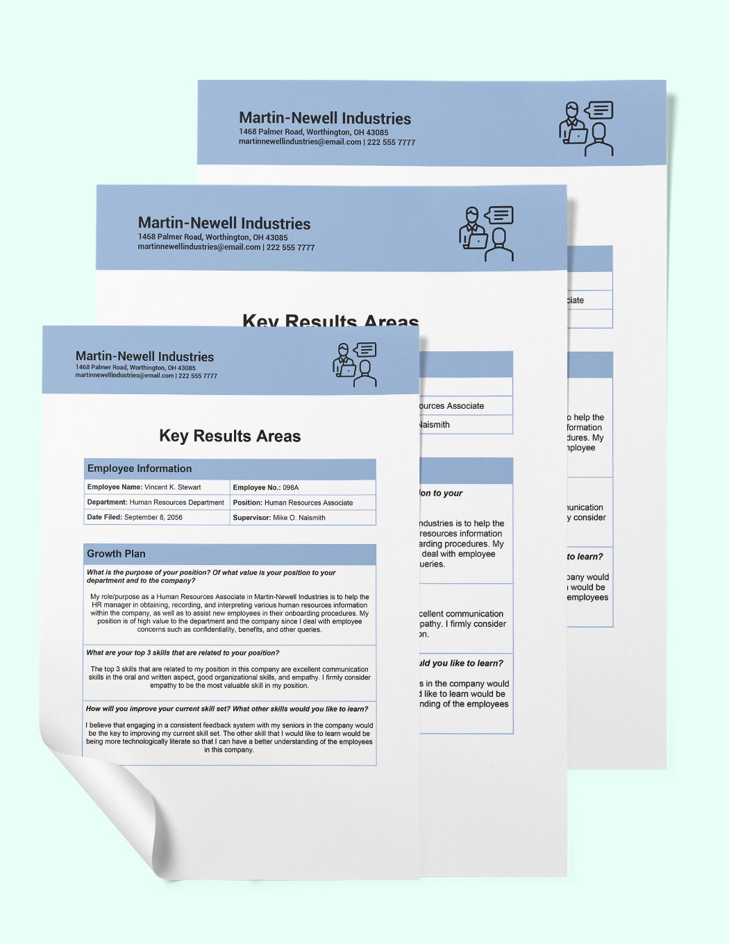 Employee Key Results Area Template