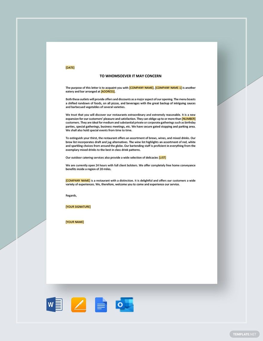 Free New Restaurant Introduction Letter Template