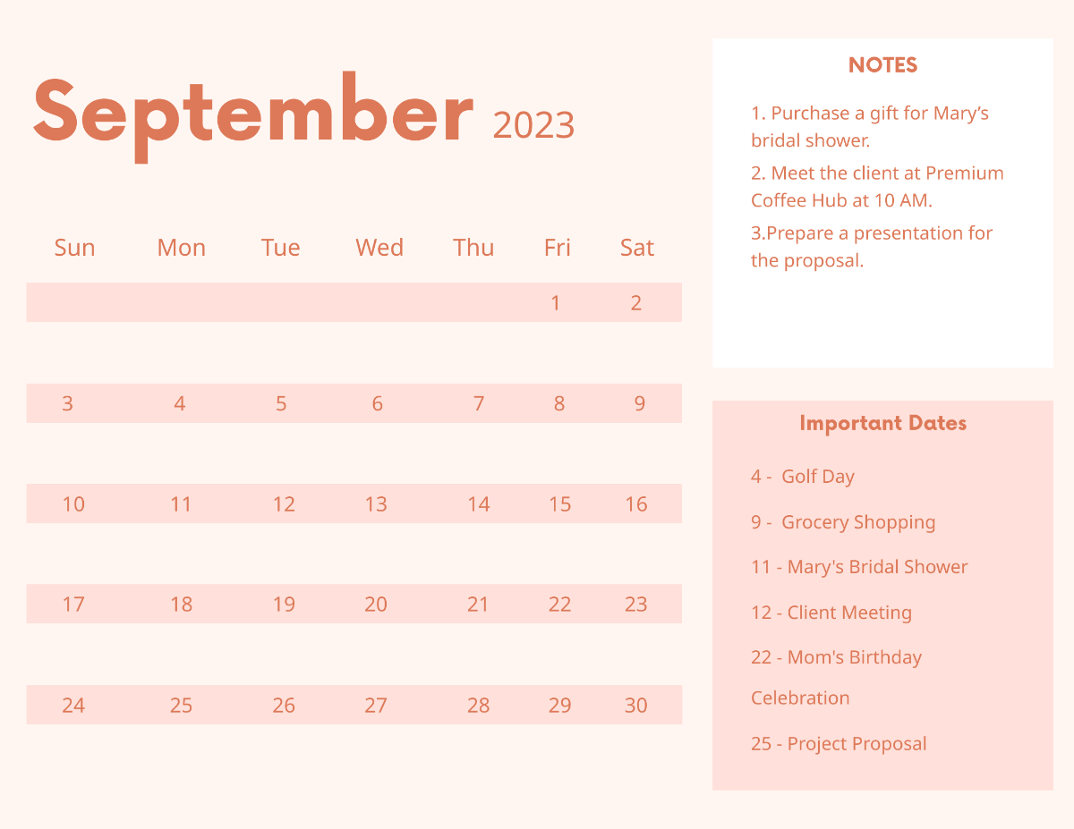 Pink September 2023 Calendar Template